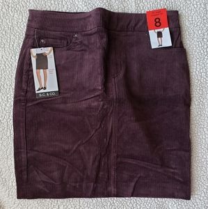 NWT S.C. & Co. Burgundy Corduroy Skirt, Size 8